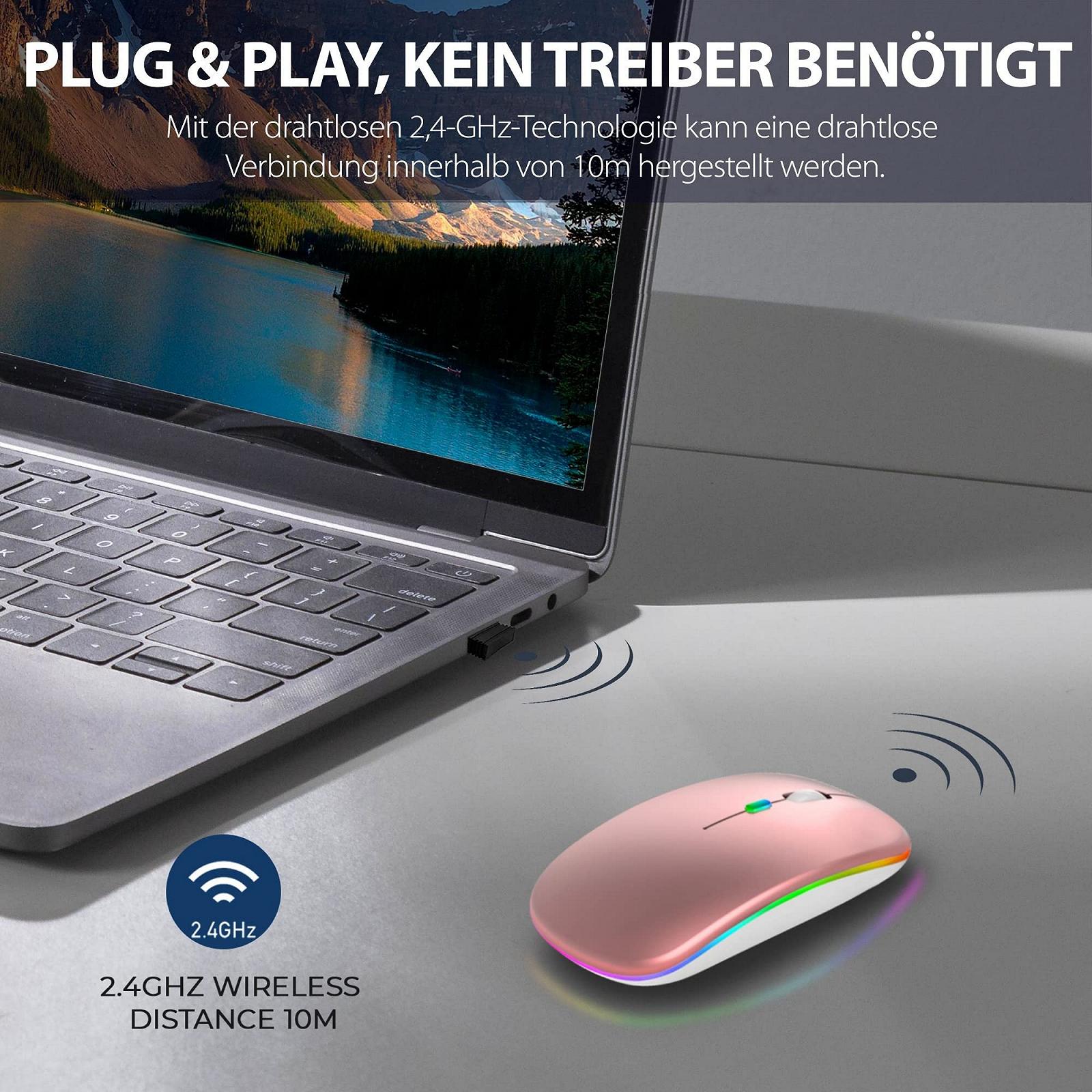 Мышь беспроводная GLOBAL TECH USB 2.4G Розовое золото, фото №6