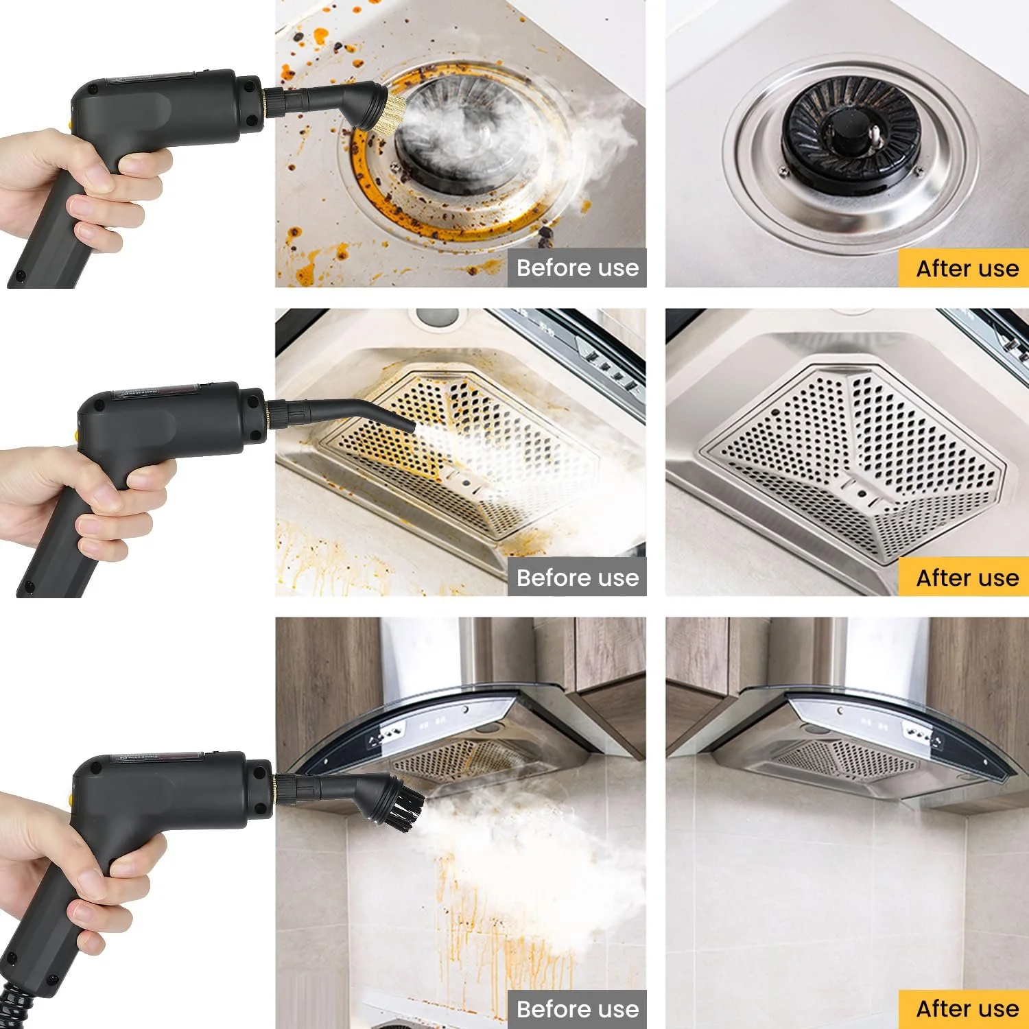 Пароочисник 2500 W Ручний з цифровим дисплеєм високого тиску, фото №5