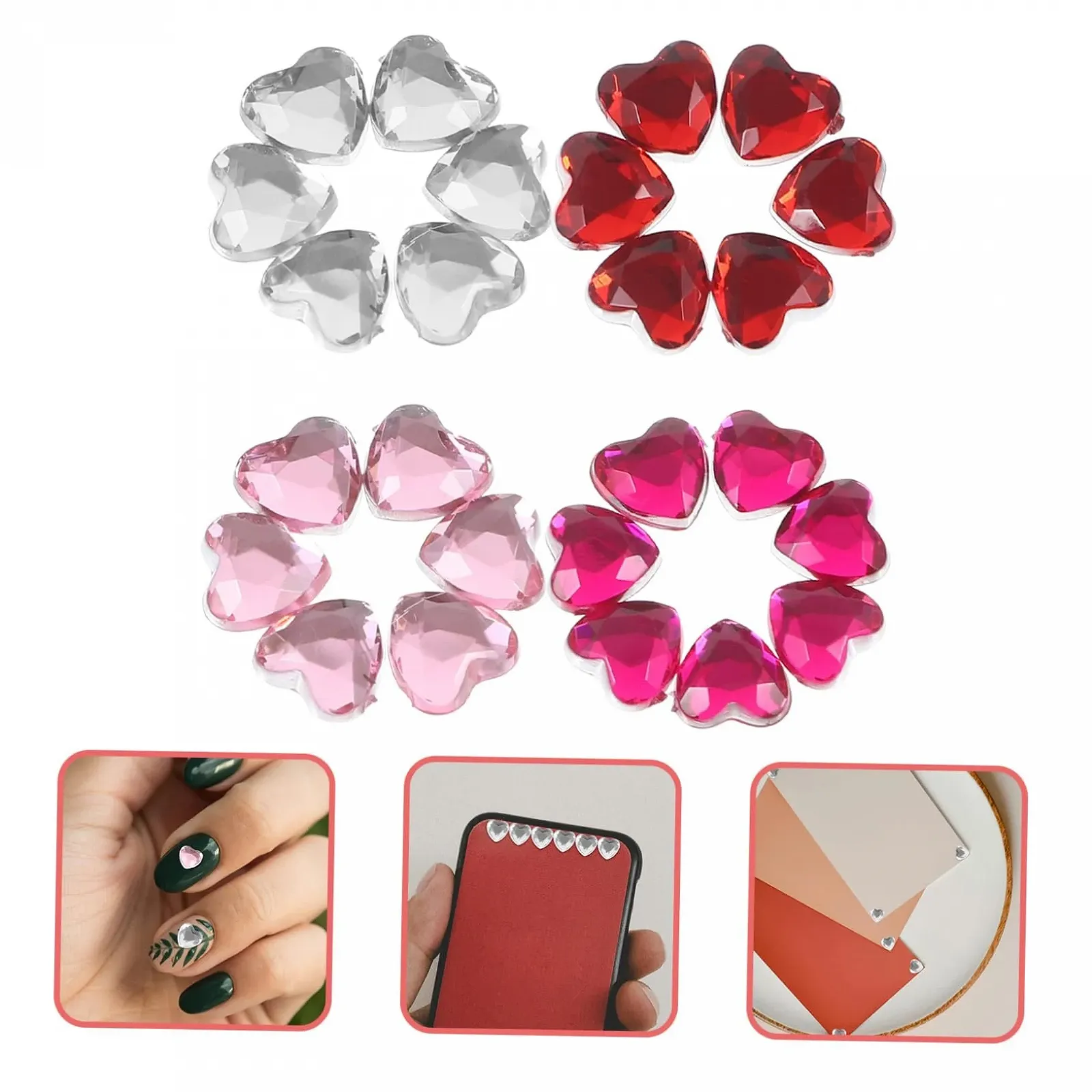 Стразы Сердечки Operitacx 400 шт Разноцветные, фото №7