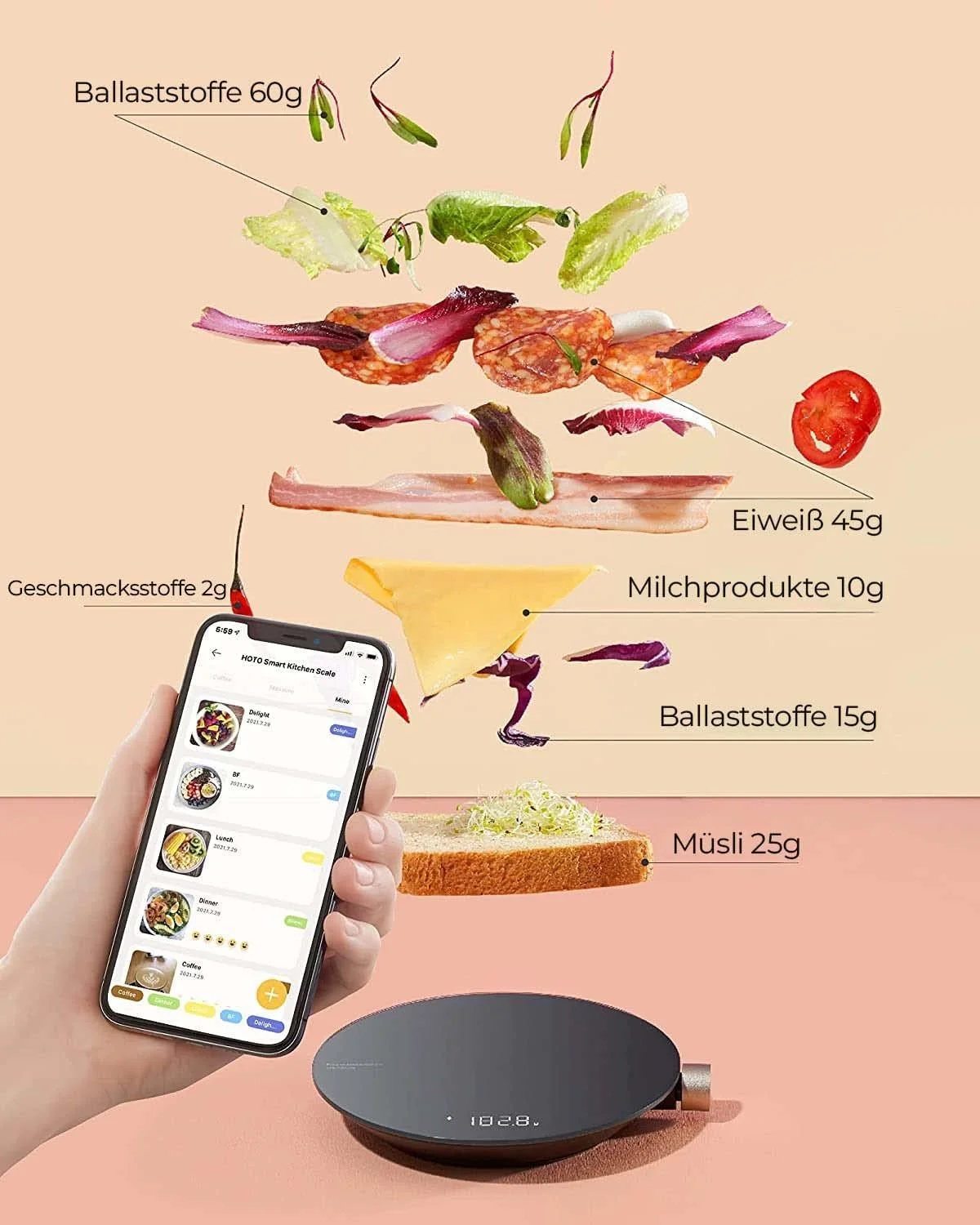 Кухонні ваги HOTO Digital App High Precision 0.1g - 3kg LED Glass, фото №6 Кухонні ваги HOTO Digital App High Precision 0.1g - 3kg LED Glass, фото №6