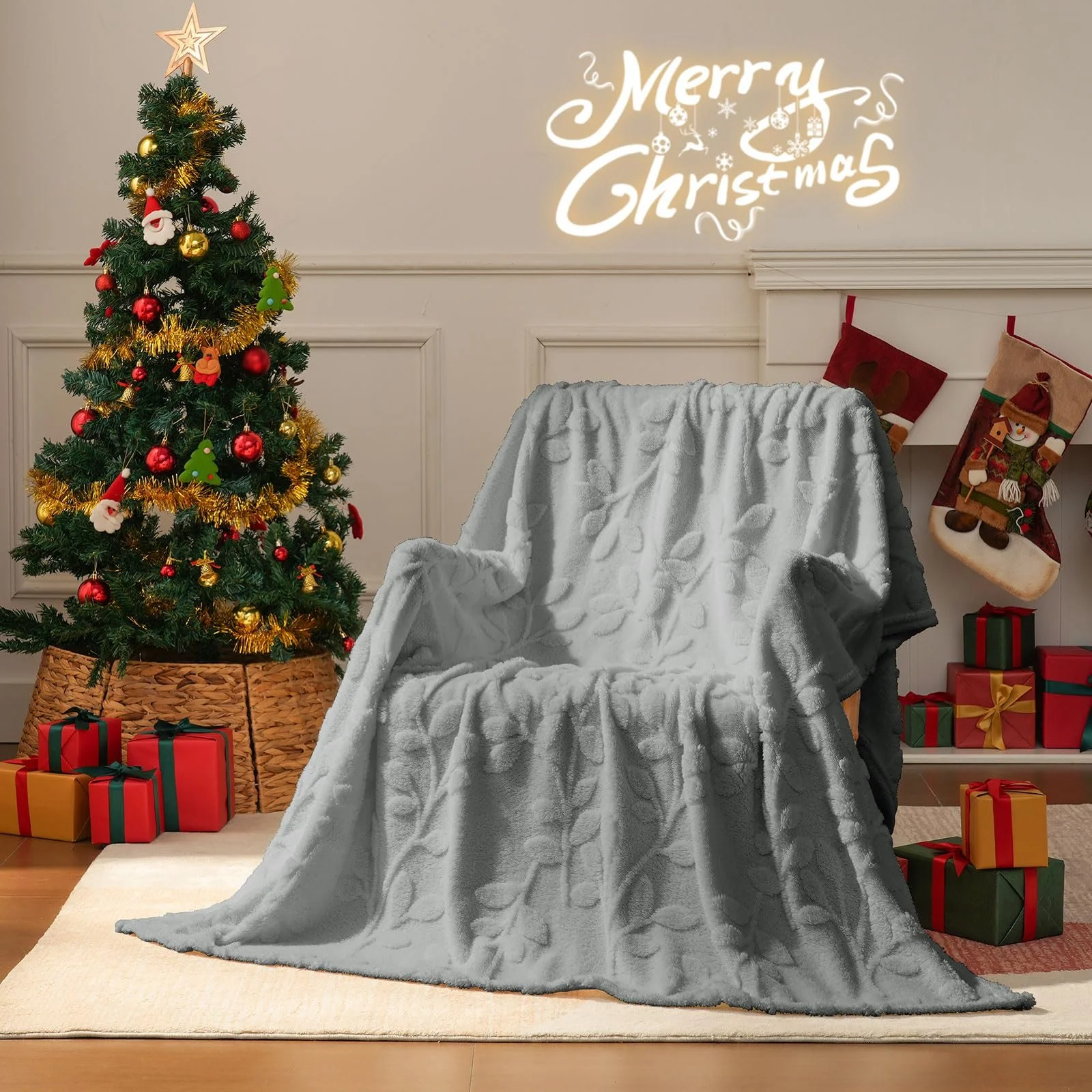 Плед Cuddly Fluffy для 4 сезонів Lucky Tree Pattern, флісовий плед для ліжка та дивана, фото №7