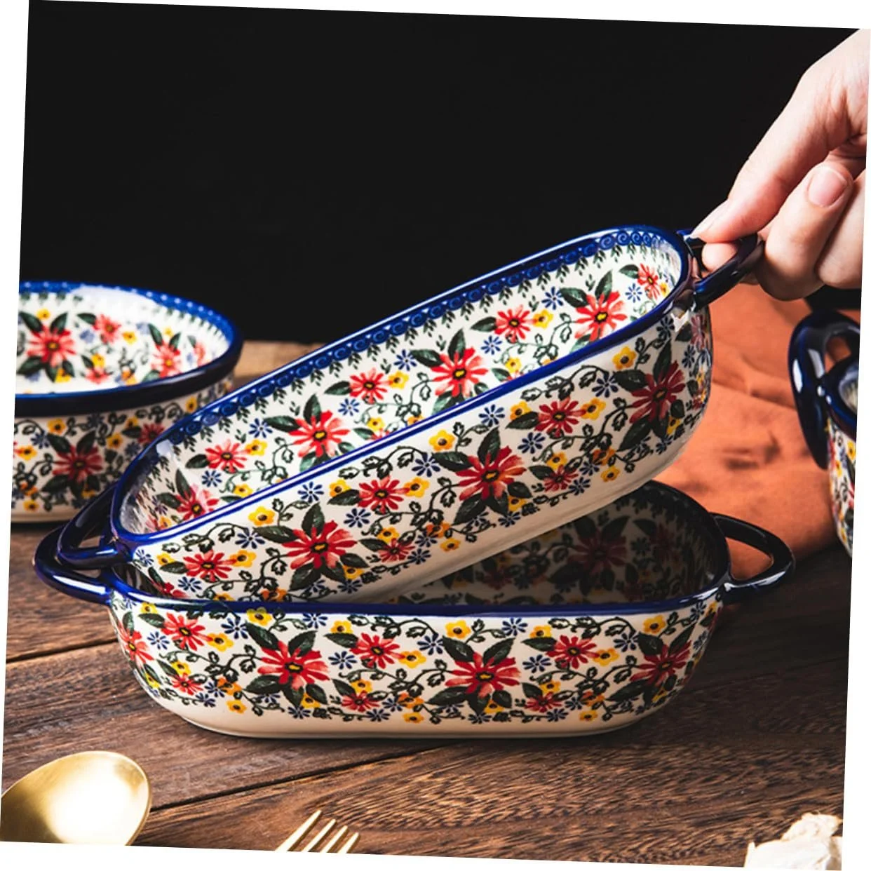 Форма для запекания керамическая большая с ручками поднос для сервировки, фото №5