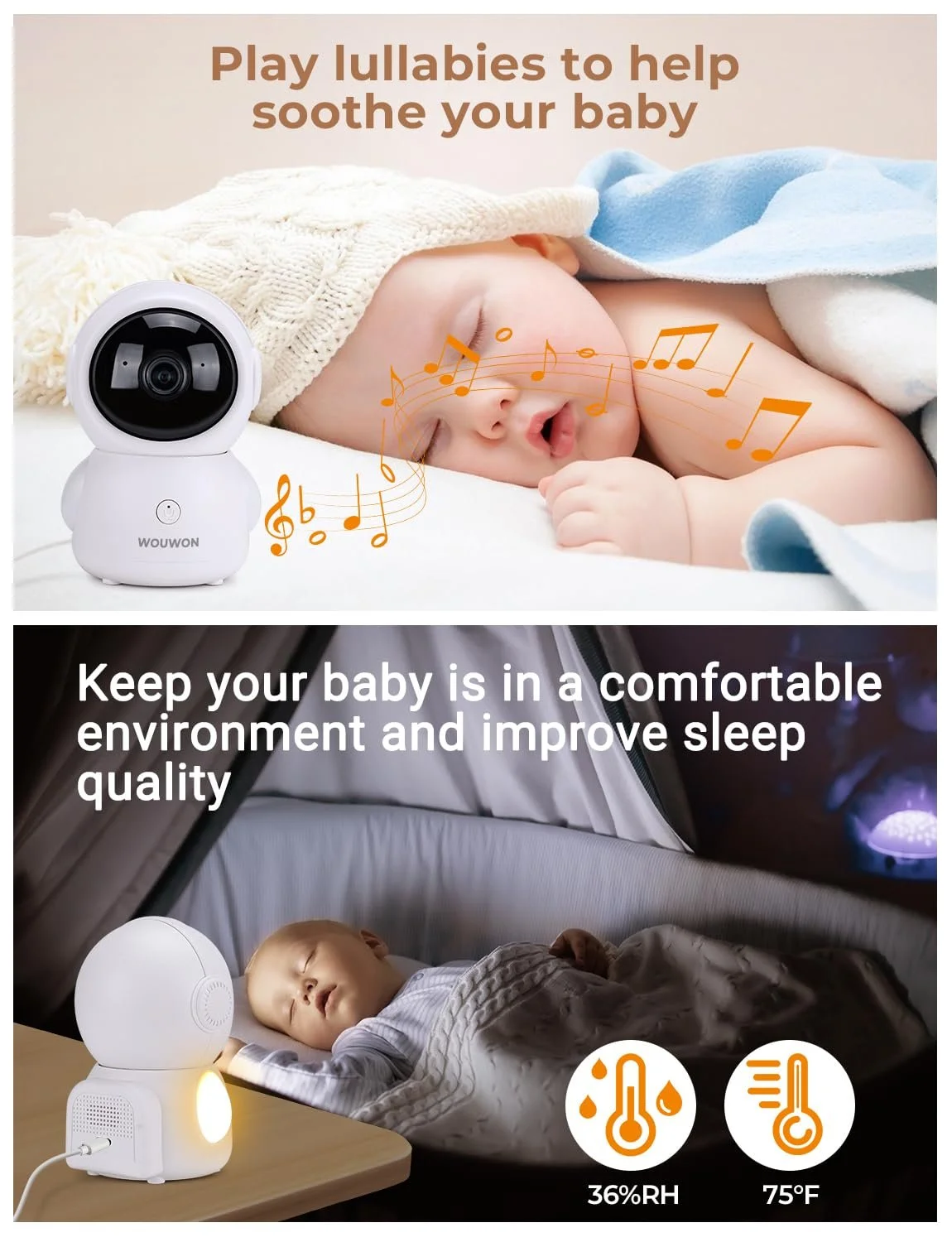 Відеоняня Lollipop 2K WiFi App Temperature Humidity RGB Light, фото №3 Відеоняня Lollipop 2K WiFi App Temperature Humidity RGB Light, фото №3