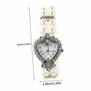 Годинник жіночий PartyKindom Кварцовий Аналоговий з еластичним браслетом з подвійного ряду перлин у формі серця ціна на synthetic.ua - Фото 1 Годинник жіночий PartyKindom Кварцовий Аналоговий з еластичним браслетом з подвійного ряду перлин у формі серця synthetic.ua - Фото 1