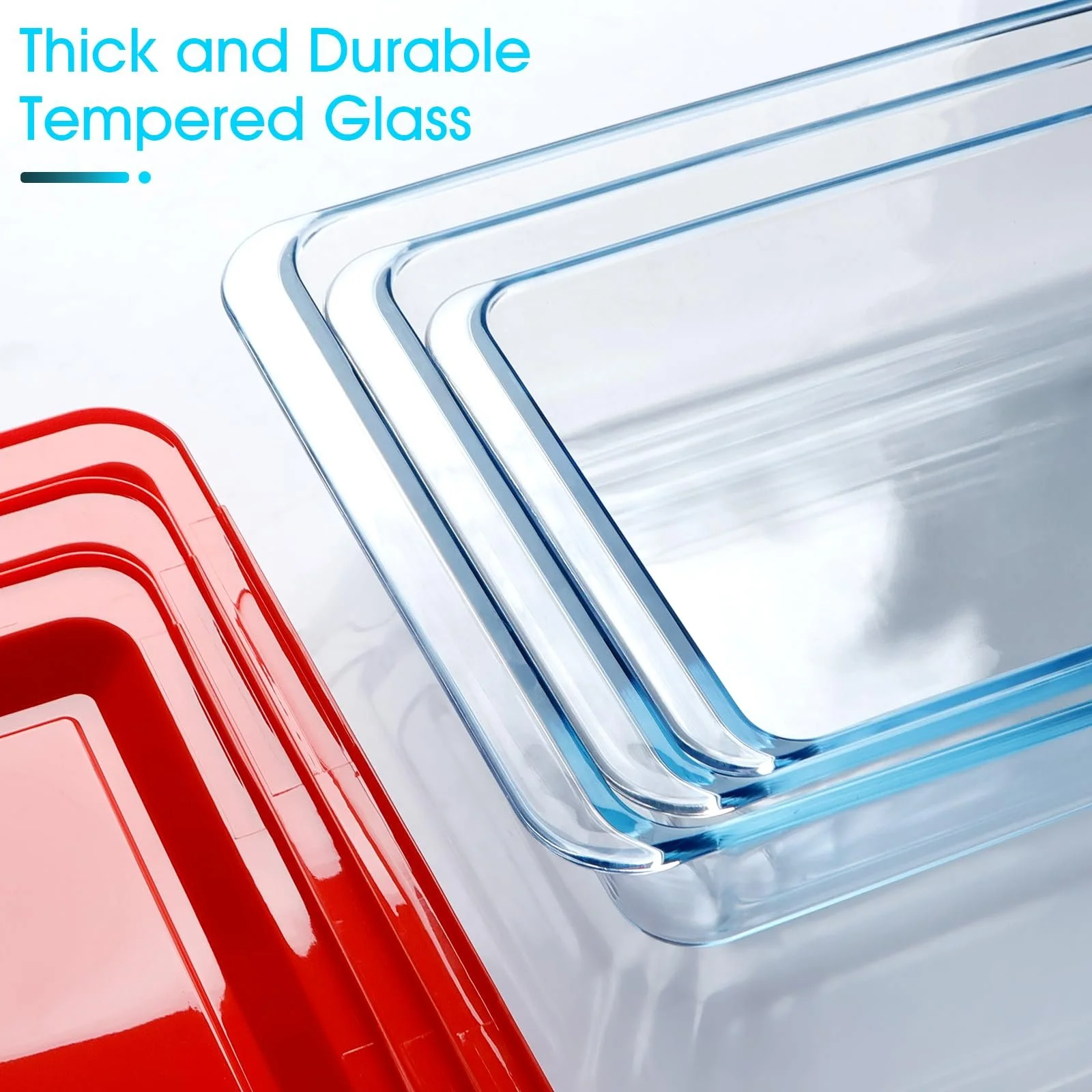 Набор форм для запекания NUTRIUPS стеклянные глубокие с крышками 2,3 л, 3,5 л, 5,4 л, фото №4