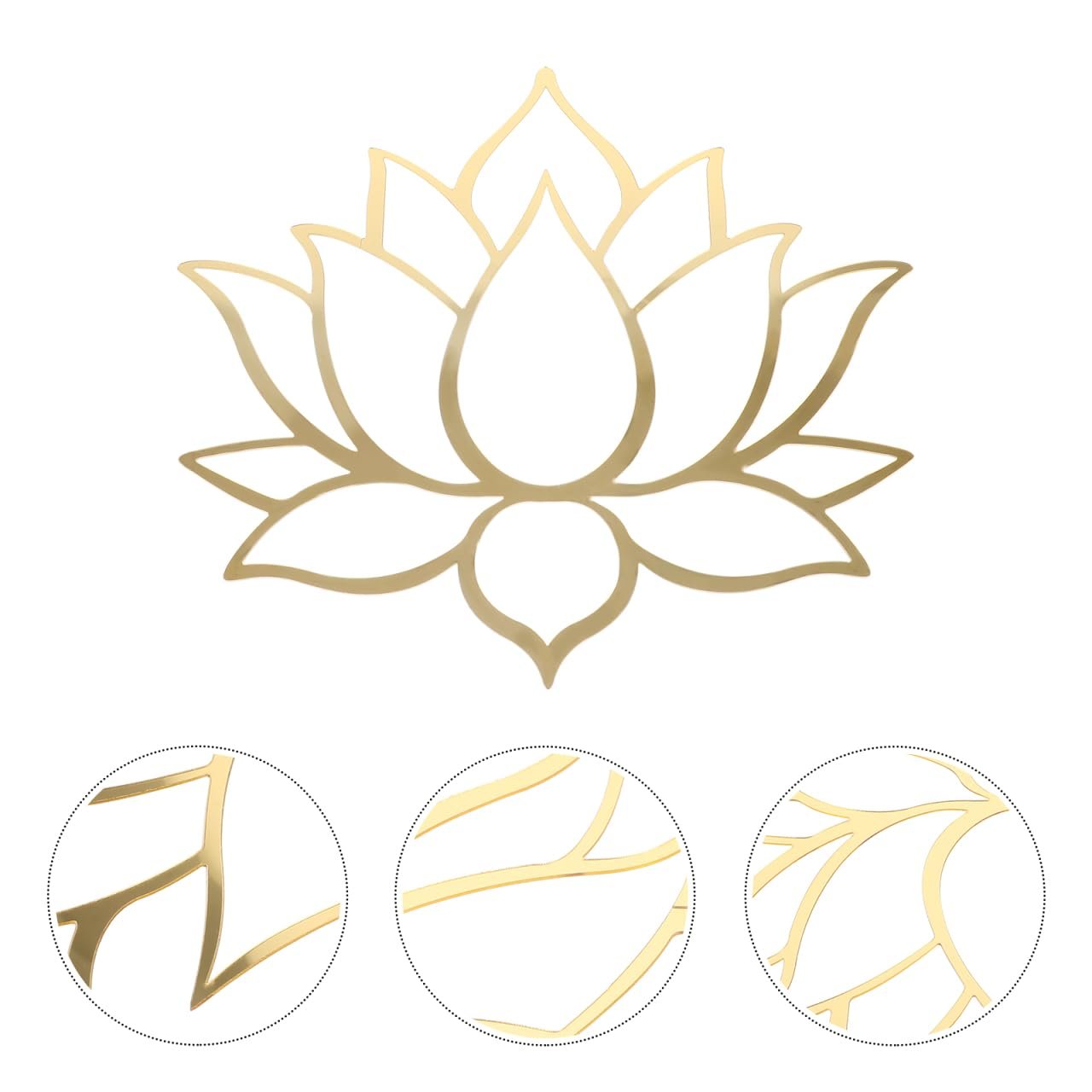 Наклейки для стін UPKOCH 3D Acrylic Lotus Mirror Золотий, фото №2