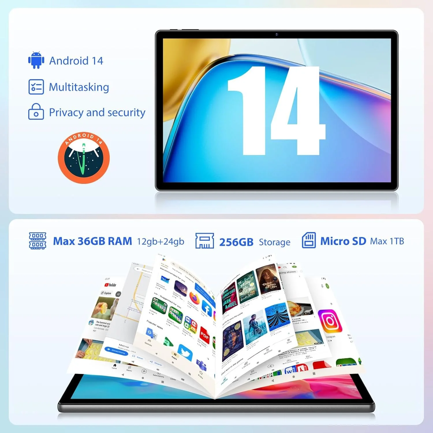 Планшет 13.3 " Full HD Pixpeak T181 12+24/256Gb 4G 2-SIM 8 ядер Android 14 11580 mAh Сірий, фото №2 Планшет 13.3 " Full HD Pixpeak T181 12+24/256Gb 4G 2-SIM 8 ядер Android 14 11580 mAh Сірий, фото №2