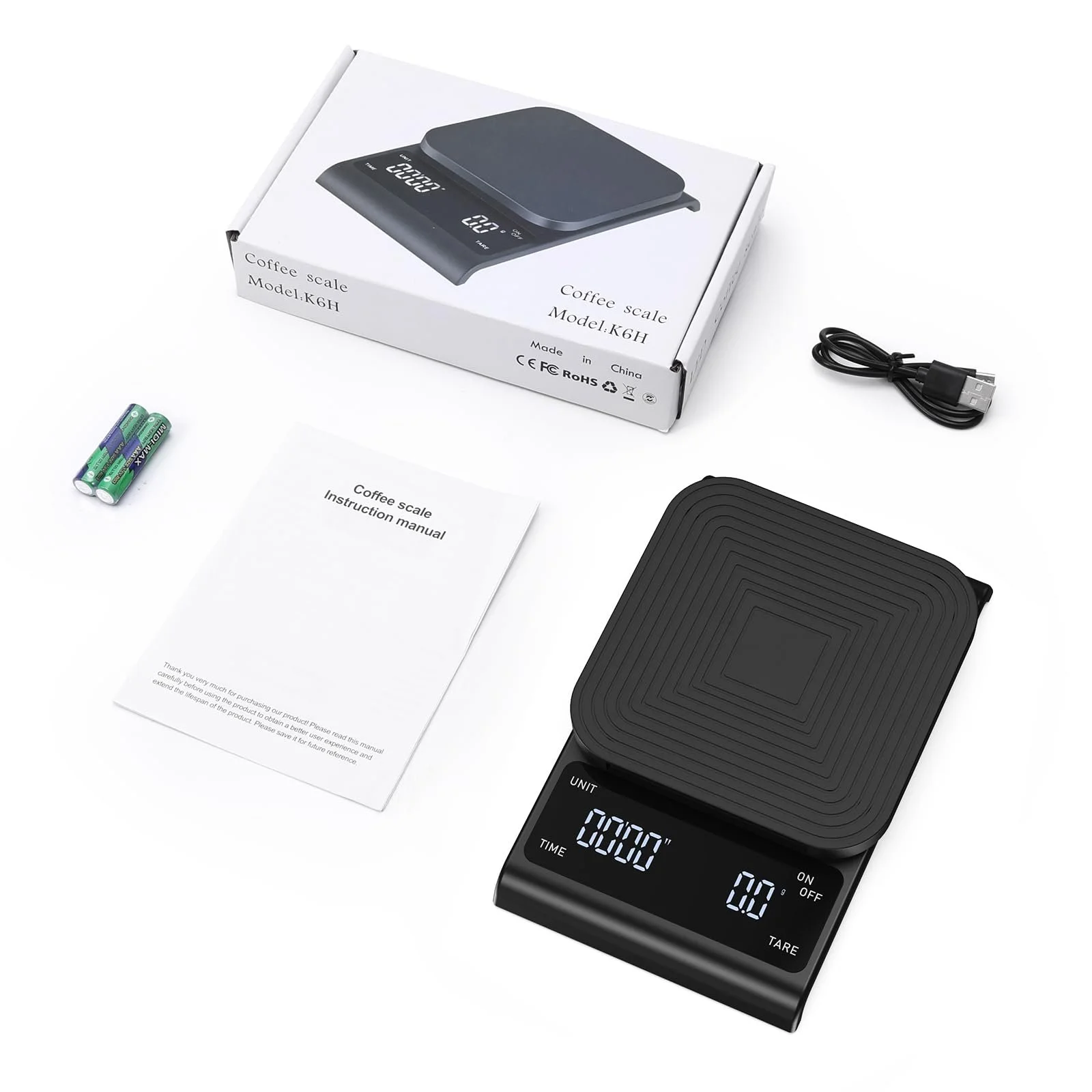 Ваги для кави Brifit з таймером 3 кг / 0.1 г USB акумуляторні LED-дисплей, фото №9