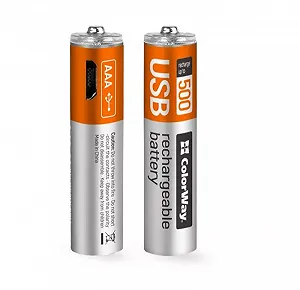 Акумулятори microUSB ColorWay (CW-UBAAA-01) AAA/HR03 Li-Pol 400 mAh BL 2шт - Фото 1