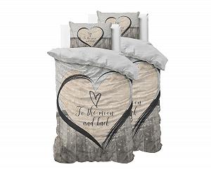 Постільна білизна Sleeptime Love Коричневий, 135 cm x 200 cm, 4 предм., з 2 наволочками 80 cm x 80 cm - Фото 1