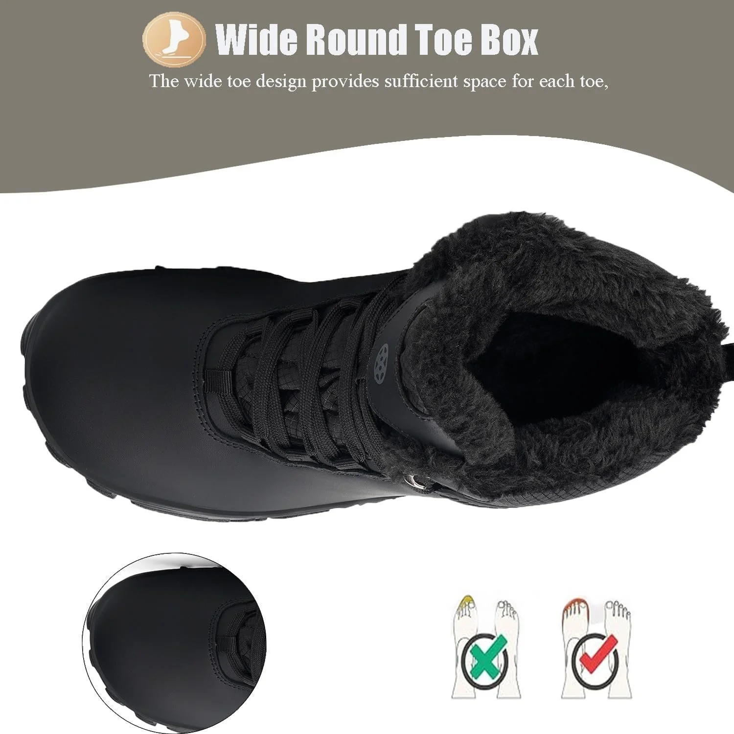 Чоботи Sisttke зимові утеплені водонепроникні для чоловіків, нековзкі, широка носова частина, фото №3