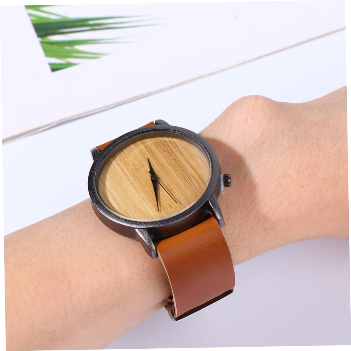 Дерев'яний годинник LIFKOME з шкіряним ремінцем, фото №9