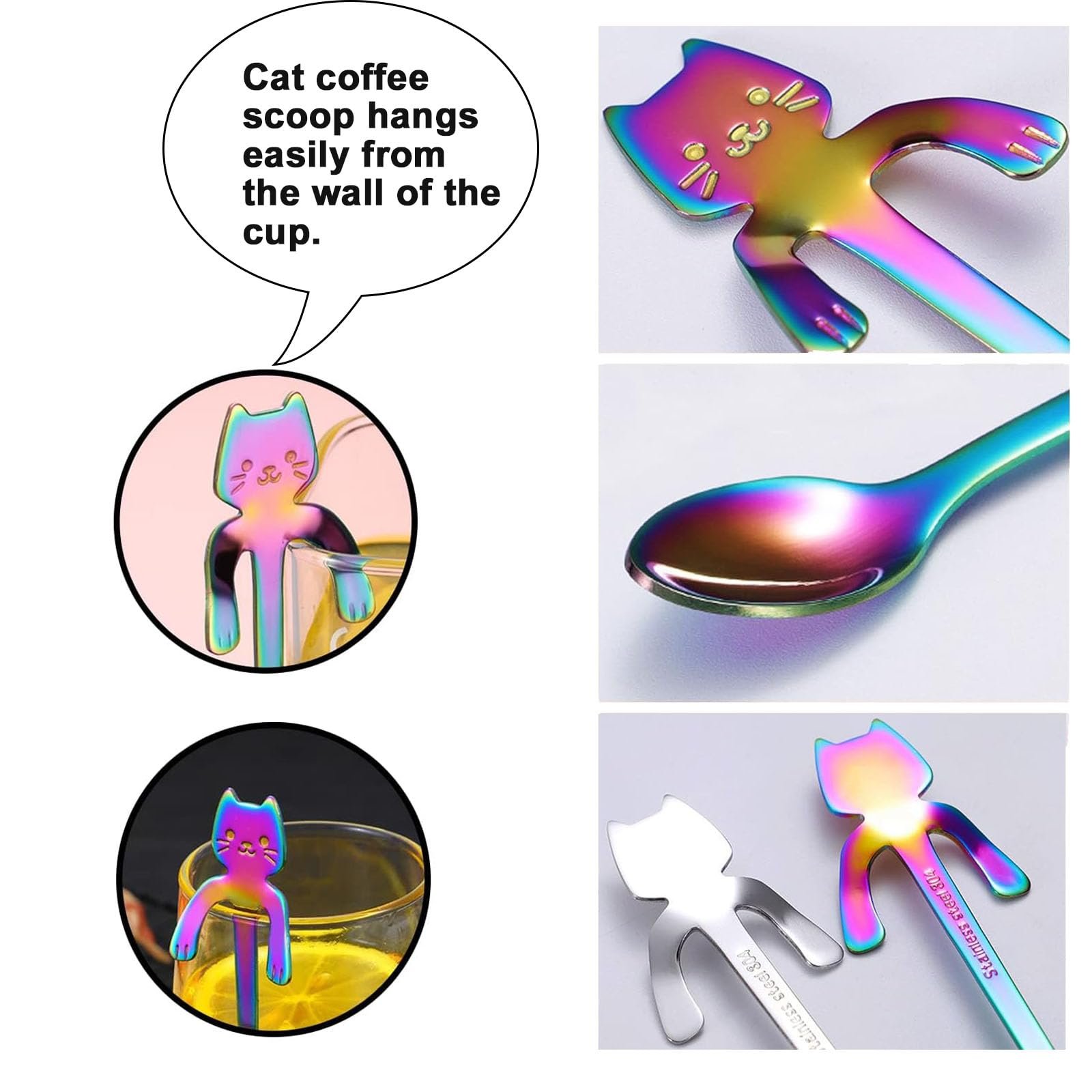 Набір кавових ложок з котиками 5 шт, фото №5