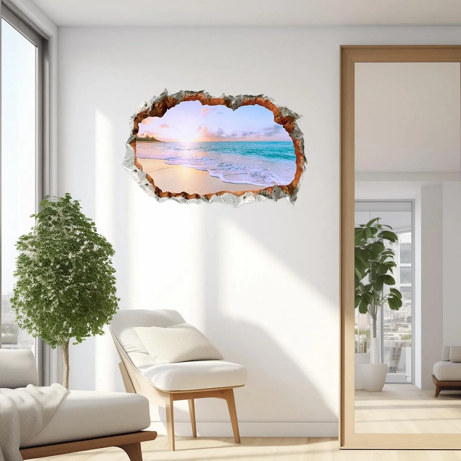 Настінна наклейка Пейзаж Вид на море з ефектом пролому 3D, фото №6