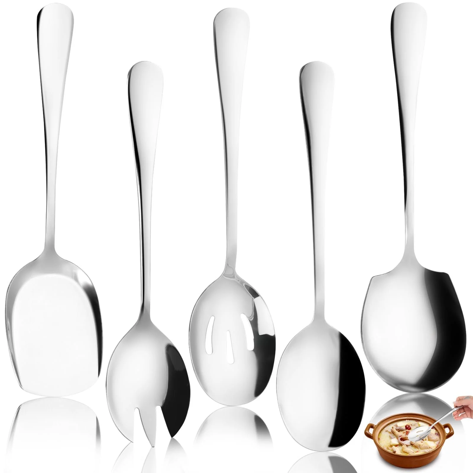 Набір Сервірувальних Ложок з Нержавіючої Сталі 5 штук, фото №1 Набір Сервірувальних Ложок з Нержавіючої Сталі 5 штук, фото №1