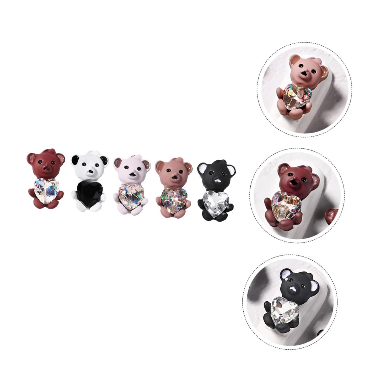 Украшение для ногтей Медведь MERRYHAPY 3D Стразы 5 шт, фото №5