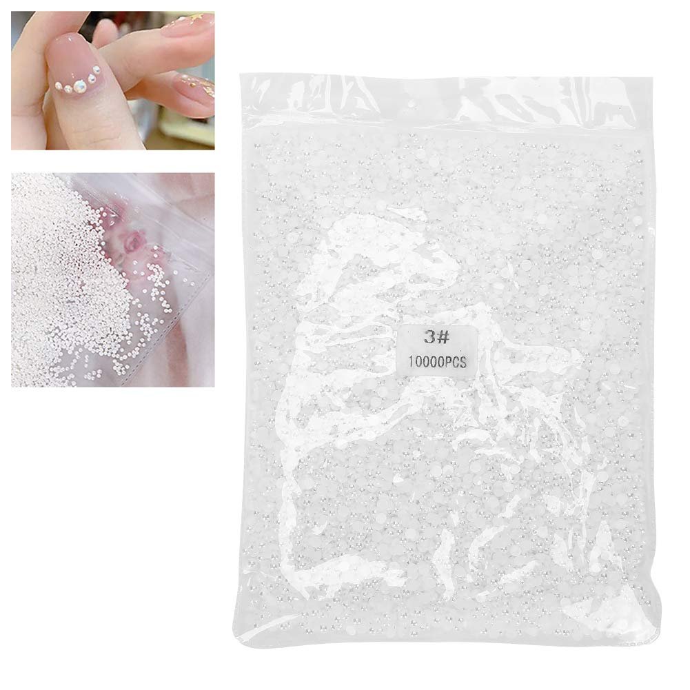 Бисер для ногтей 3 мм Белый искусственный жемчуг AB Illusion 10000 шт/пакет, фото №3