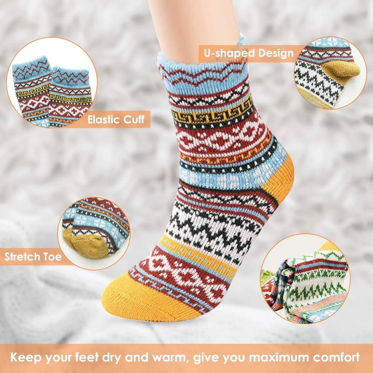 Вовняні шкарпетки AUGOLA, 5 пар, зимові термошкарпетки, розмір 35-41, фото №2 Вовняні шкарпетки AUGOLA, 5 пар, зимові термошкарпетки, розмір 35-41, фото №2