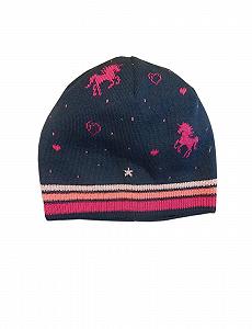 Шапка Maximo MINI для дівчат, без полів, жакардовий візерунок «Unicorn», розмір 51, синя - Фото 1