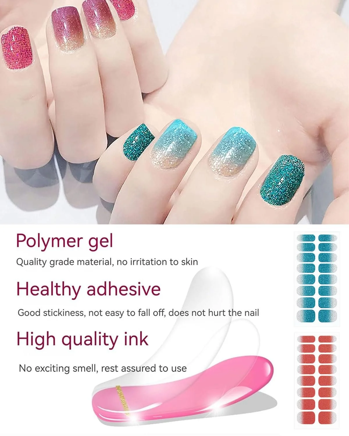 Наклейки для ногтей Nail Stickers 10 листов 160 шт. Блестящие Самоклеящиеся, фото №4 Наклейки для ногтей Nail Stickers 10 листов 160 шт. Блестящие Самоклеящиеся, фото №4