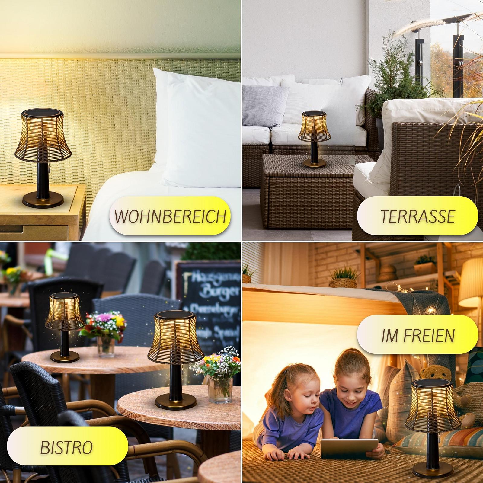 Настільна лампа LED Solar Rattan Look Wireless Portable 10 LED IP44 Black, фото №4