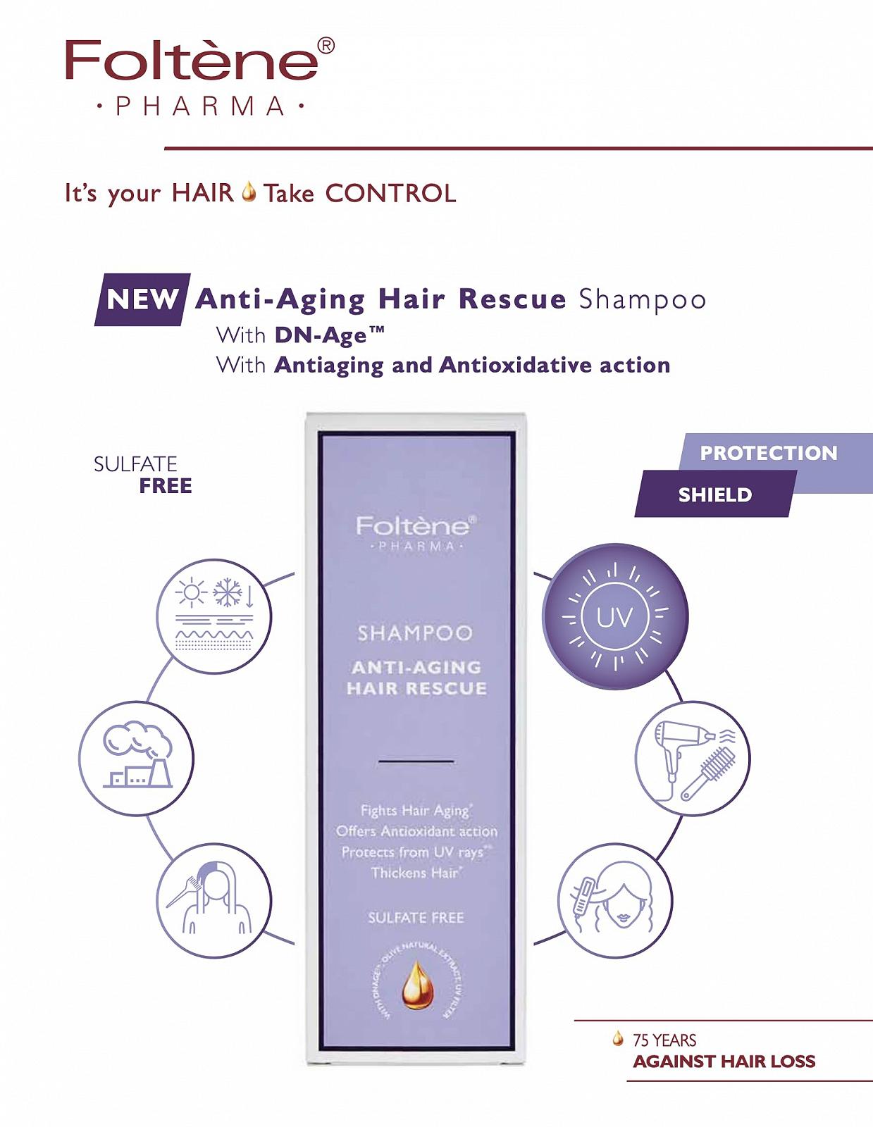 Шампунь Foltene Pharma Anti-Ageing Hair Rescue 200 мл, фото №3 Шампунь Foltene Pharma Anti-Ageing Hair Rescue 200 мл, фото №3