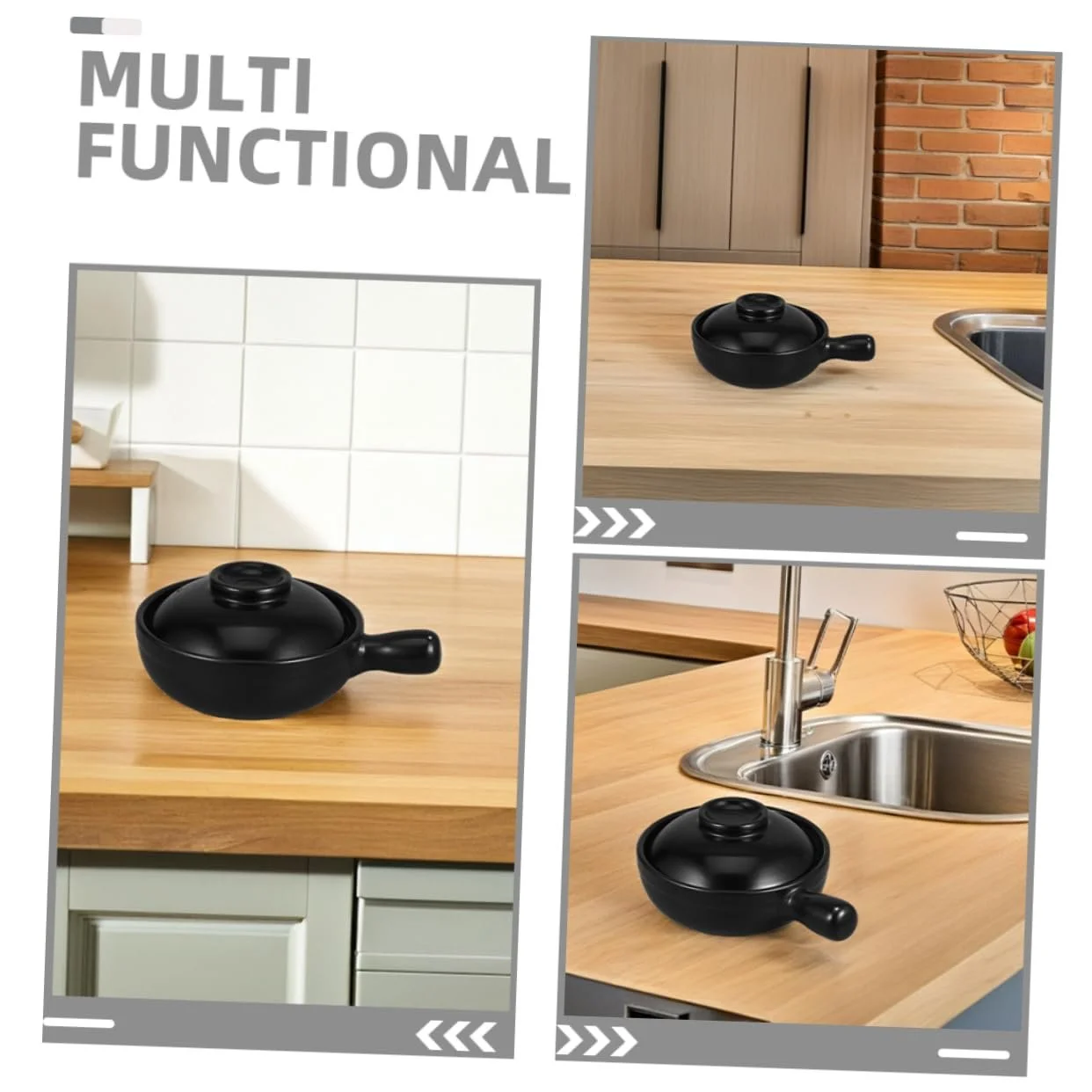 Глиняный горшок IMIKEYA Donabe с крышкой керамический для риса, фото №3