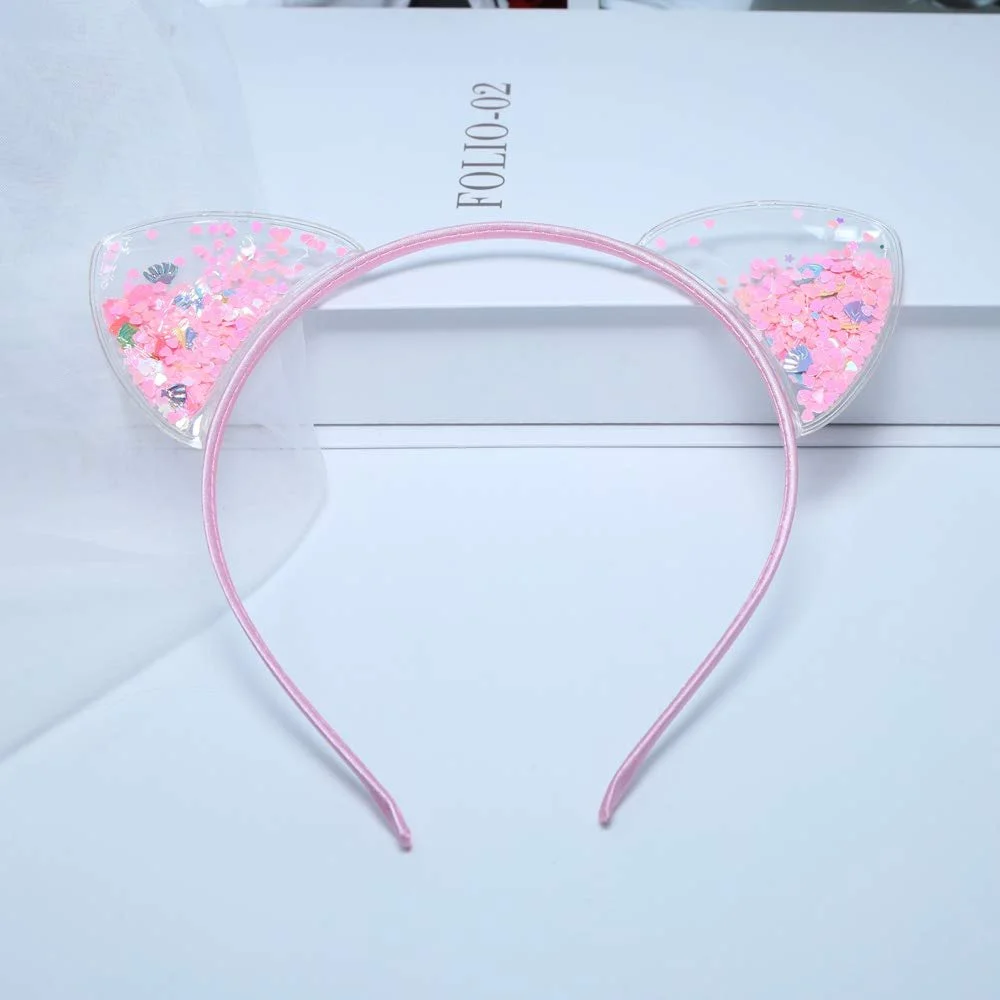 Обруч Вушка котика Квітковий папір Рожевий, фото №4