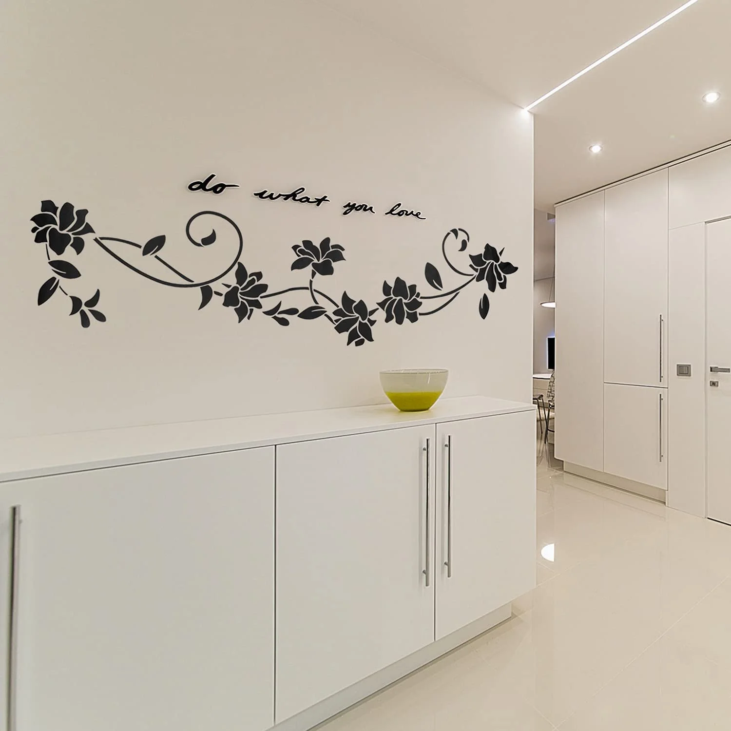 Наклейка на стіну Квітковий орнамент 2 штуки 30 x 105 см Чорна, фото №5