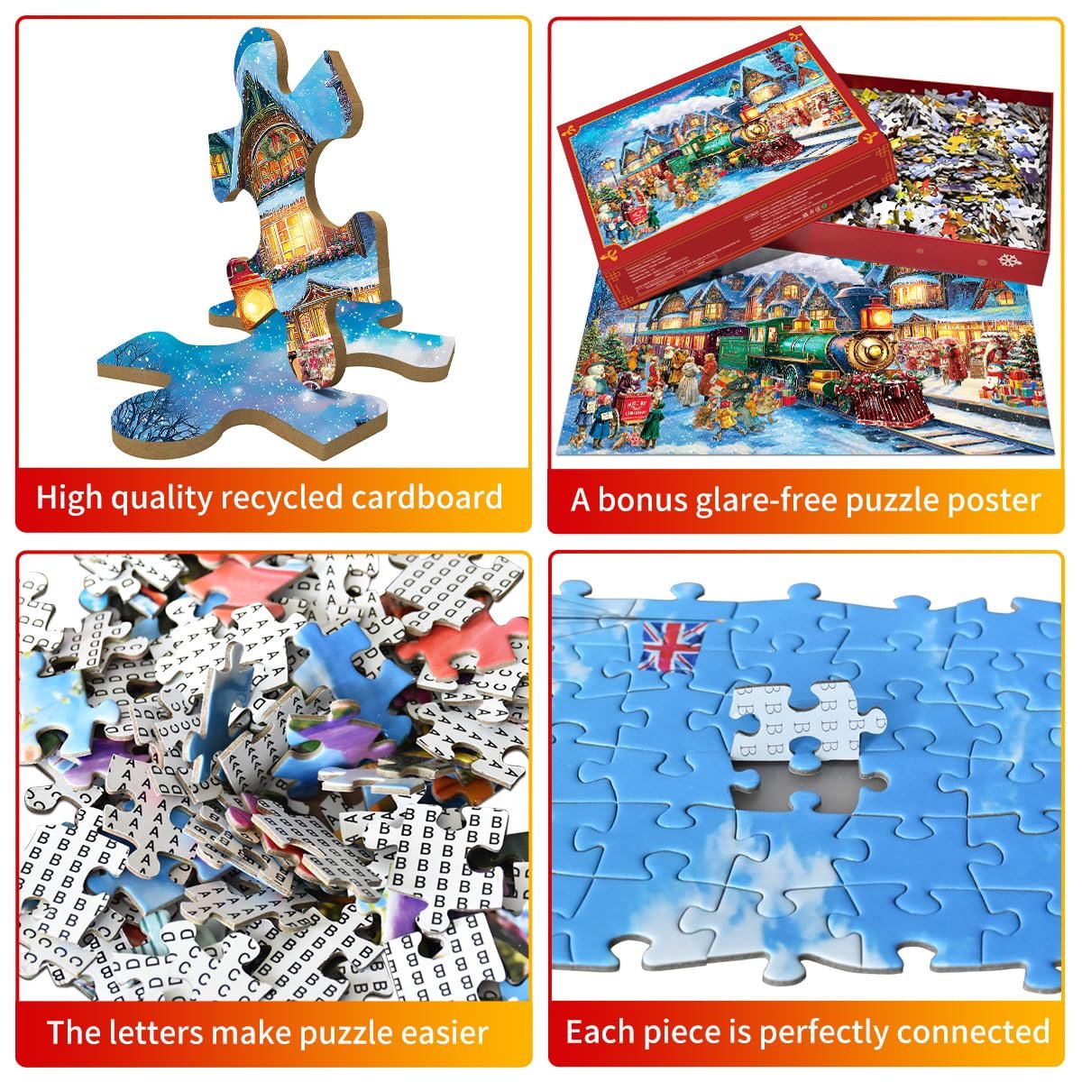 Пазл 1000 деталей для дорослих Winter Christmas City Різдвяний поїзд, фото №2