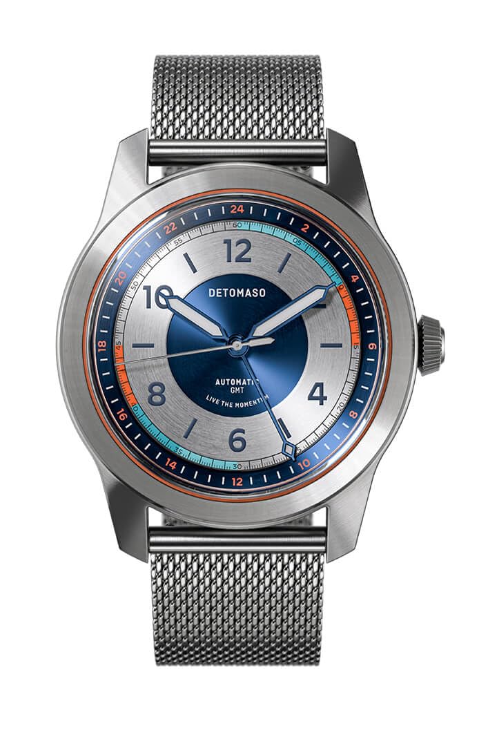 Годинник DeTomaso Urban Explorer Automatic GMT Сріблястий/Синій, сріблястий, браслет, фото №1