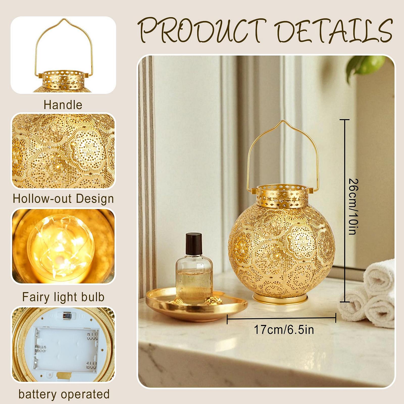 Настільна лампа TRIROCKS Набір 2 шт. Марокканський стиль Метал 18 см Батарейки LED, фото №3