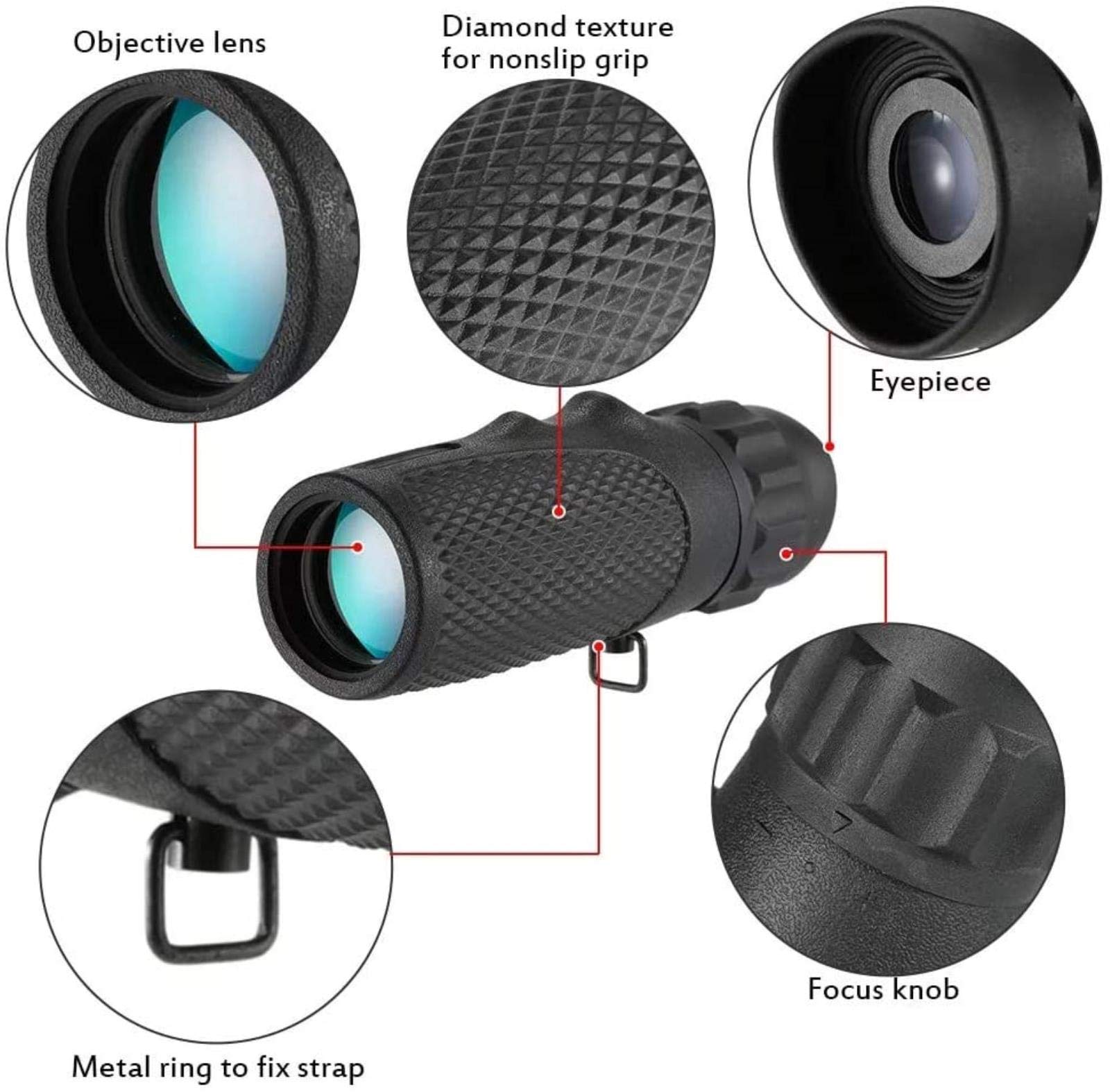 Монокулярний телескоп MRKU 12x25 BAK4 призма компактний, фото №4