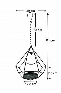 Підвісний кошик для рослин DanDiBo 96075 S 64 см Металевий Шестигранний Чорний synthetic.ua - Фото 1