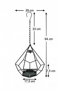 Подвесная корзина для растений DanDiBo 96075 S 64 см Металлическая Шестигранная Черная synthetic.ua - Фото 1