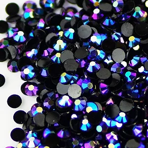 Стразы Черные Кнопки Фиолетовые Смоляные Плоские 3 мм SS12 для рукоделия - Фото 1