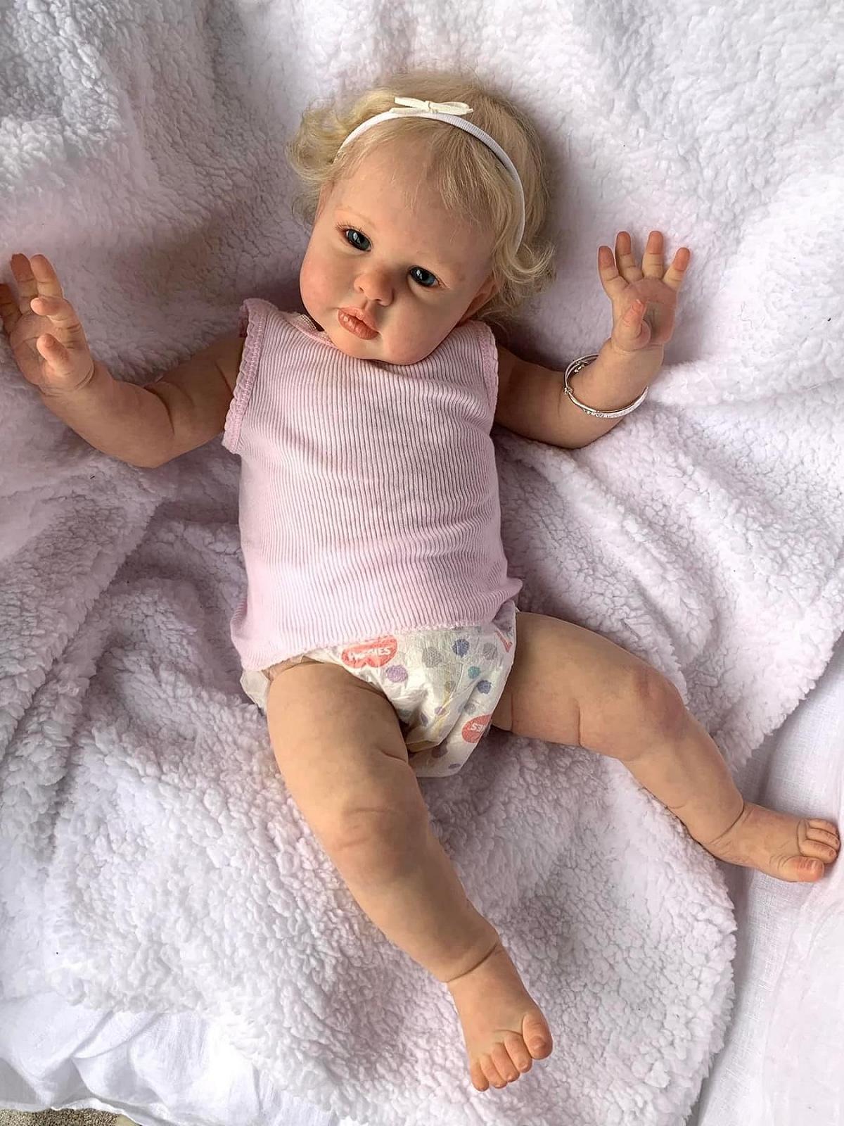 Лялька Anano Reborn Baby Eyes Open 24 Inch Силіконова Baby Girl Реалістична Lifelike Baby Dolls Reborn з волоссям і іграшками, фото №5