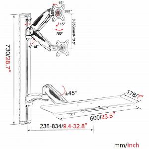 Кронштейн для монитора HFTEK для экранов от 15 до 34 дюймов с VESA 75/100 - Подставка для клавиатуры с газлифтом FY02XWS synthetic.ua - Фото 1