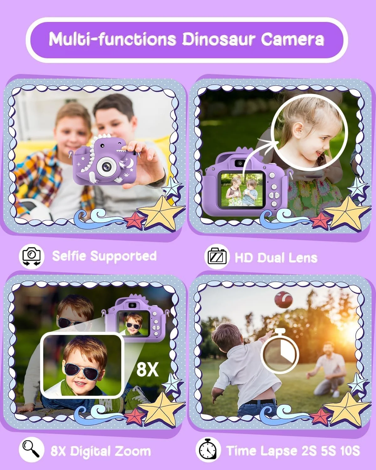 Дитячий фотоапарат GREENKINDER / 2" / 20 MP / Full HD / 32GB SD Card / Фіолетовий, фото №3