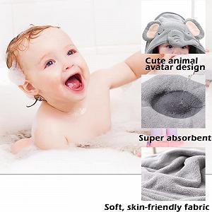 Полотенце с капюшоном Asnewkit для детей, серый synthetic.ua - Фото 1