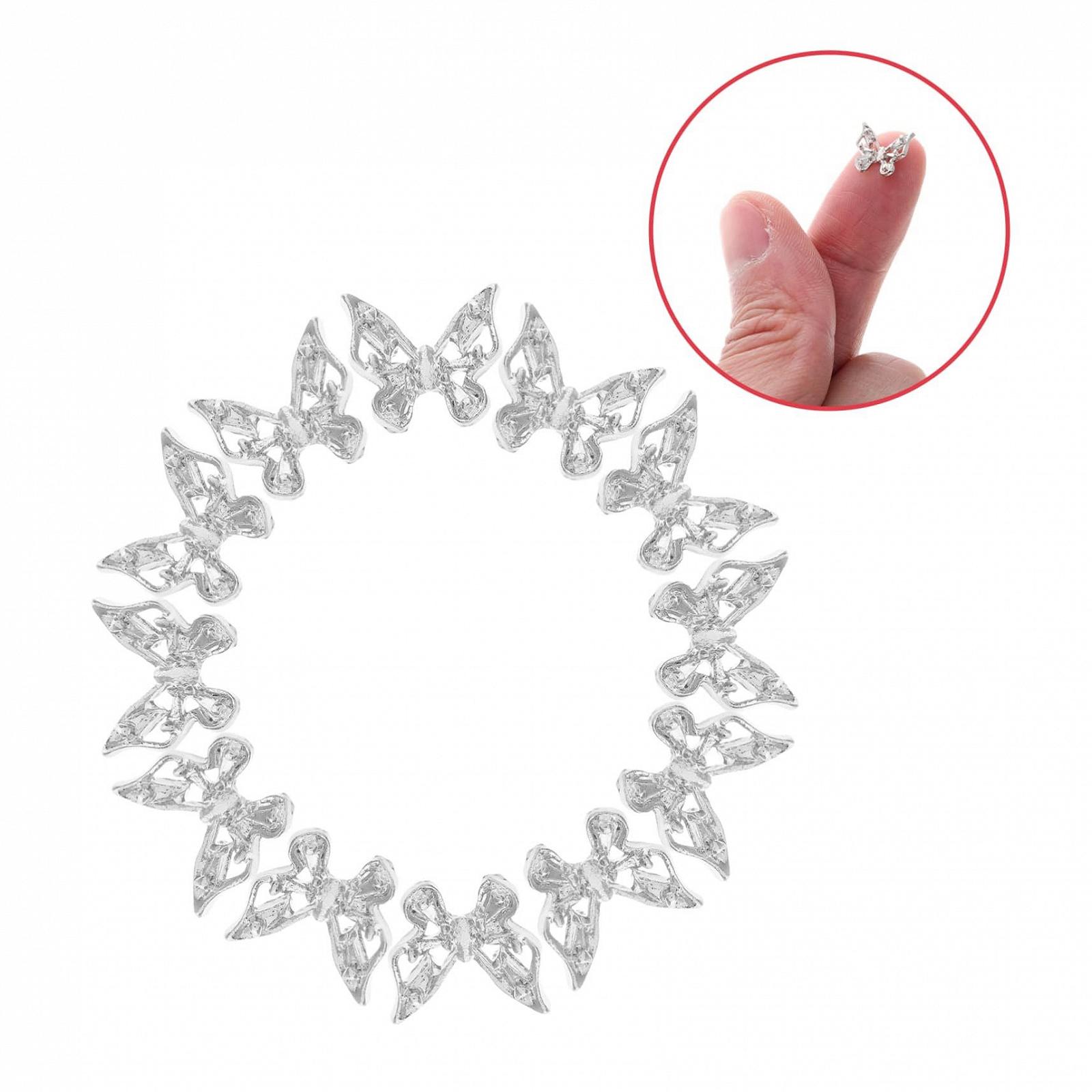 Бантик FRCOLOR 3D Метелик, Сріблястий Метал, фото №8