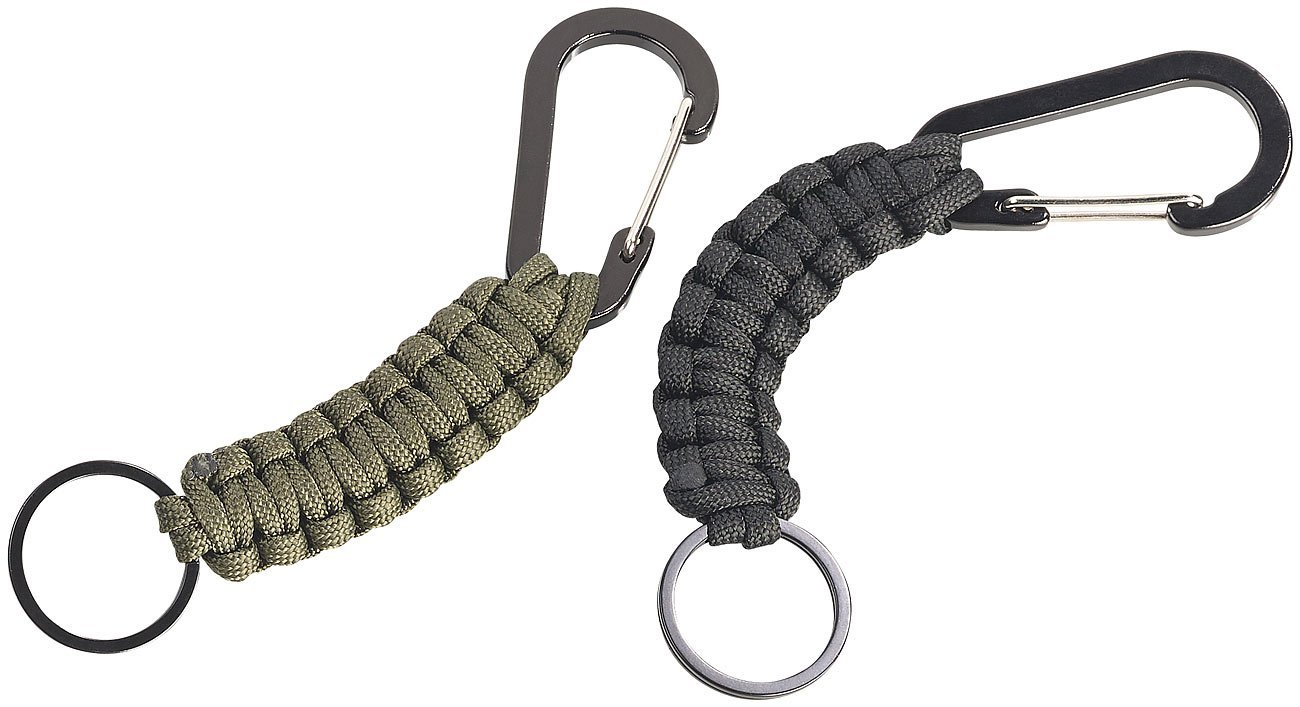 Брелок Semptec Urban Survival Technology Paracord, набор 2 шт, с карабином, веревка 1,2 м, черный/оливковый, фото №5