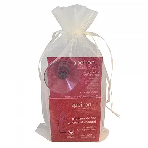 Набір: Рослинне мило APEIRON Дика троянда та мигдаль з мильницею 100г - Фото 1