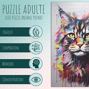 Пазл GreenAnoo Animal Pop Art Maine Coon Cat 1000 деталей FSC-картон 2 мм 50 x 75 см - Фото 1