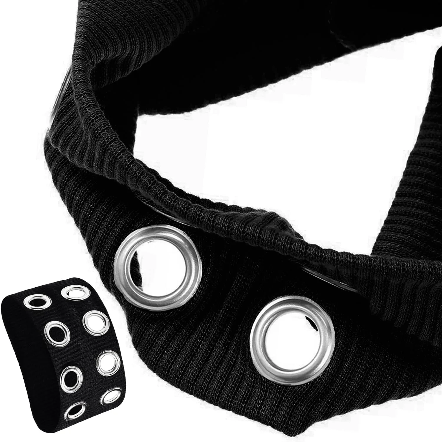 Пов'язка на голову Вязана з отворами Чорний, фото №4 Пов'язка на голову Вязана з отворами Чорний, фото №4