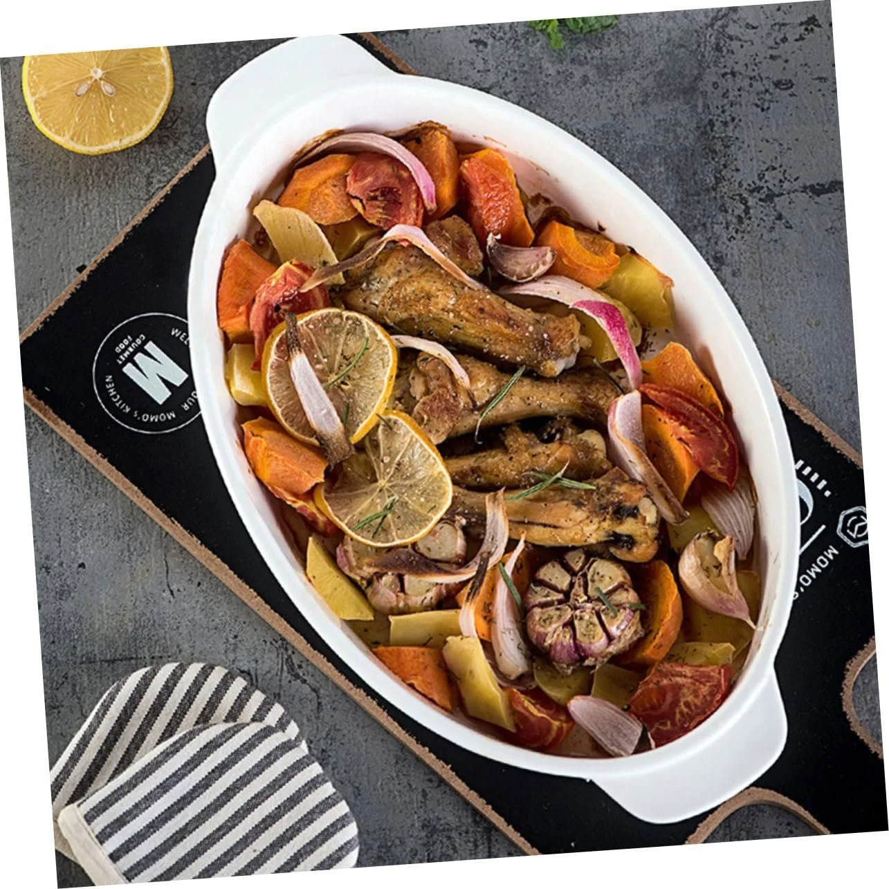 Форма для запікання керамічна ABOOFAN овальна з подвійними ручками термостійка, фото №6