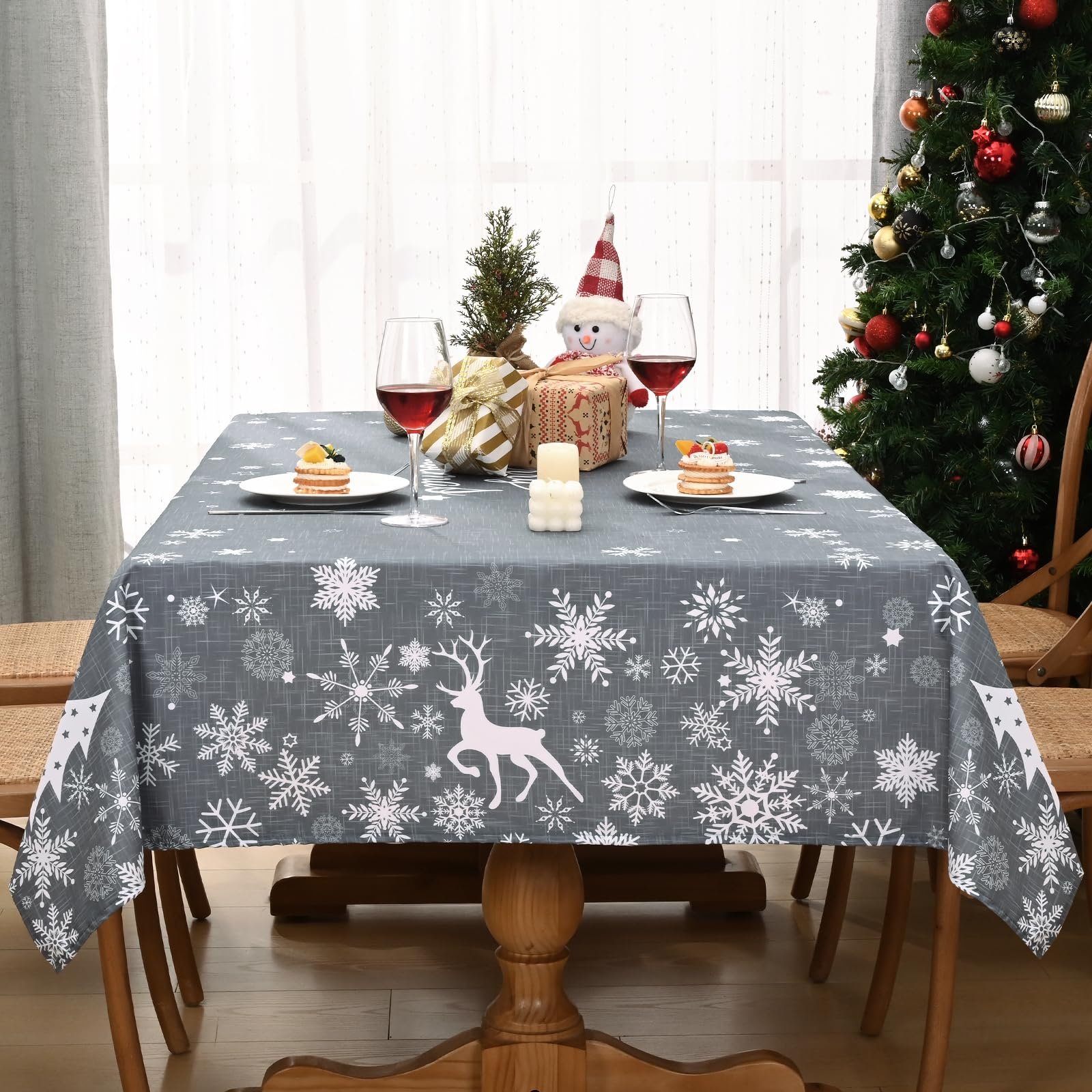 Скатертина Alishomtll Christmas квадратна водовідштовхувальна 140 x 140 см Grey, фото №3