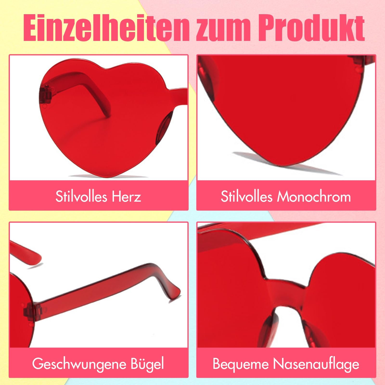 Сонцезахисні окуляри Серце ATSGJLZN, 12 шт., фото №3