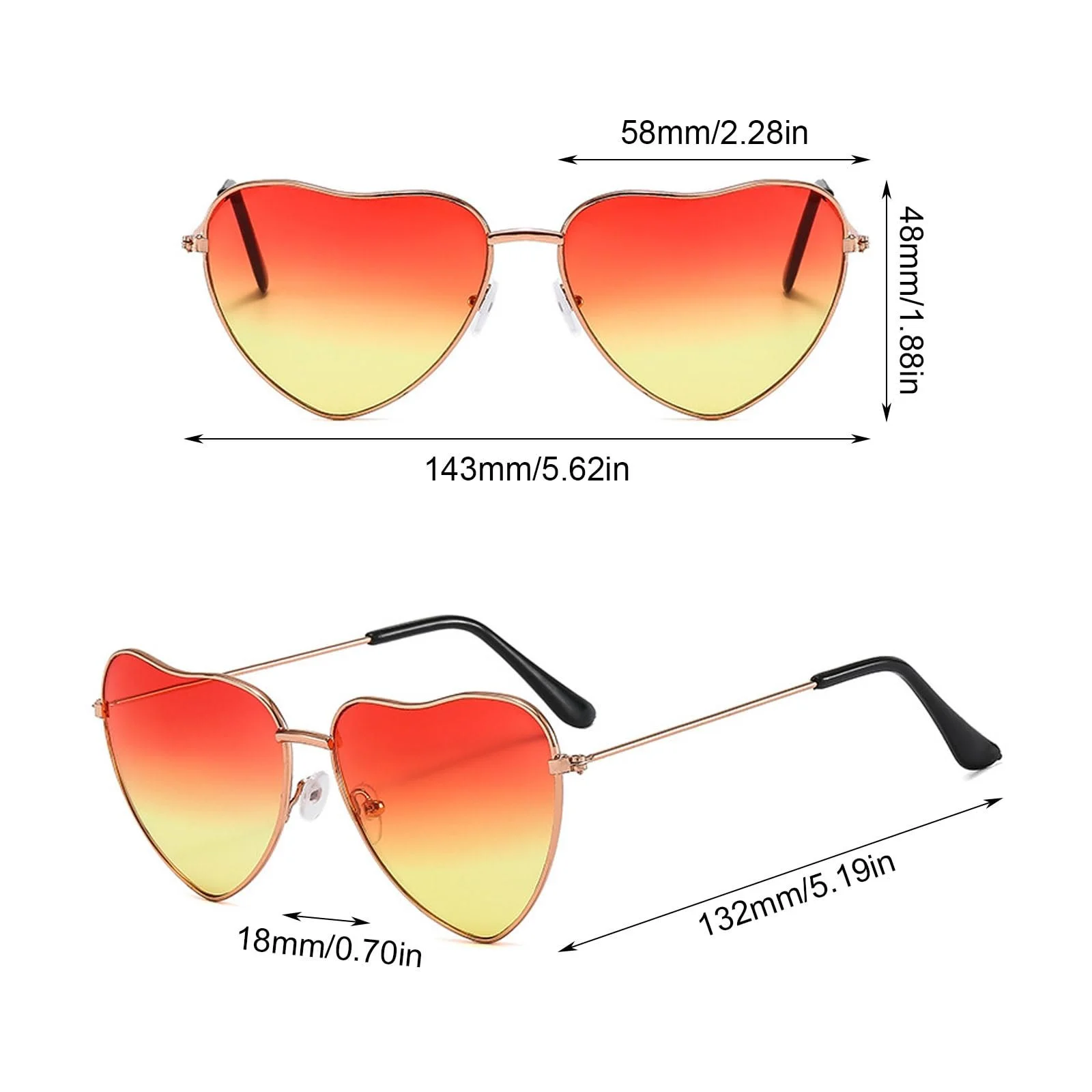 Сонцезахисні окуляри Жіночі у формі серця Ретро Жовтий, фото №2