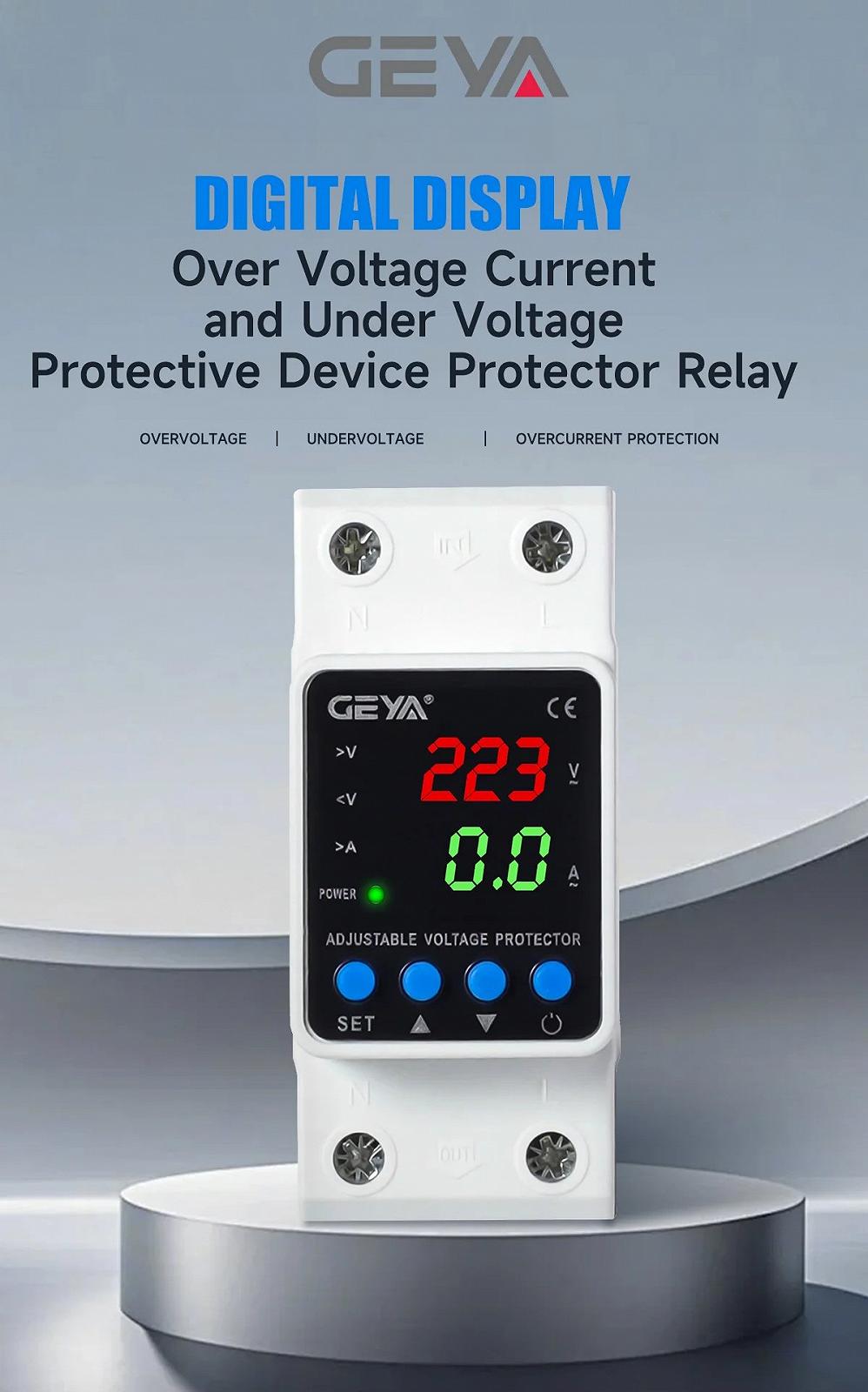 Реле контроля напряжения GEYA GPS6-VA5 2P 63A 220V с дисплеем, фото №9 Реле контроля напряжения GEYA GPS6-VA5 2P 63A 220V с дисплеем, фото №9